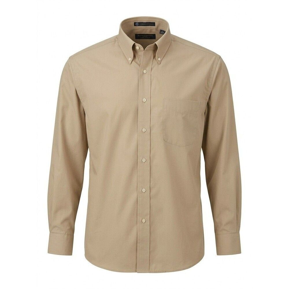 Tommy Hilfiger Mens Dress Shirt 16x33 Beige 100% Cotton Button Down NWT